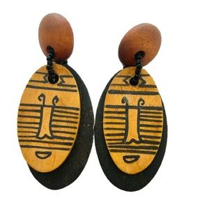 Cultural crafted “post” earrings wooden earring handmade fashion earrings Firm $